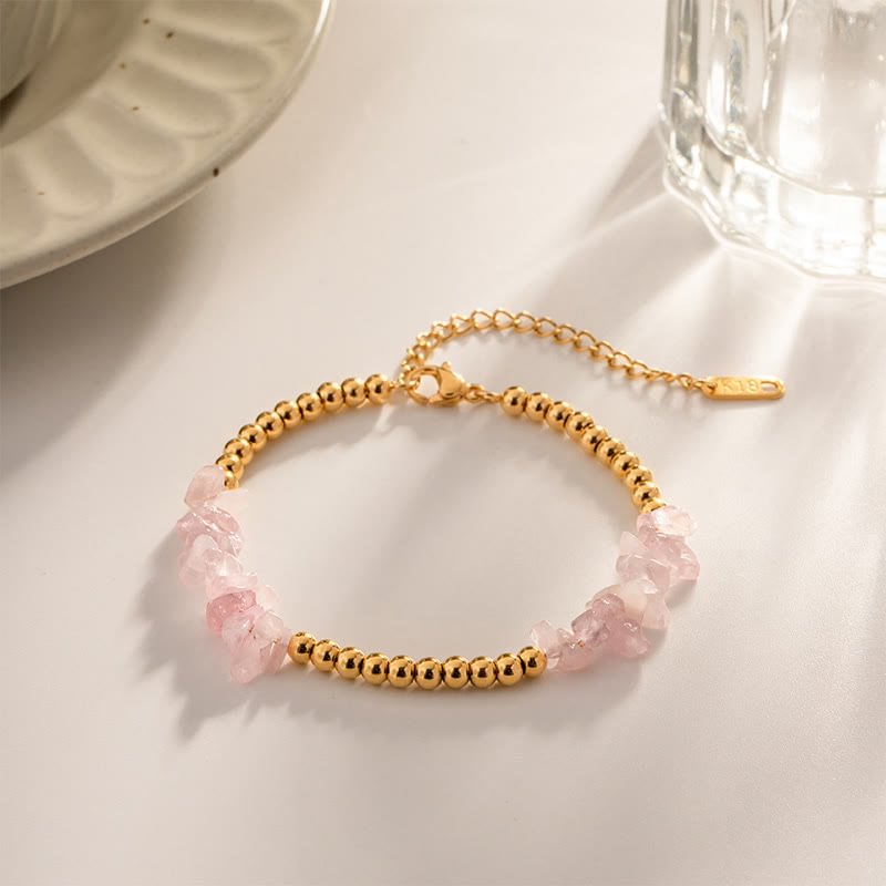 Crushed Crystals Golden Beads Bracelet