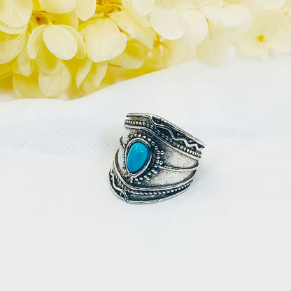 Boho Style Water Drop Turquoise Ring