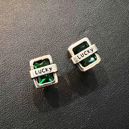 Vintage French Green Zircon Lucky Earrings