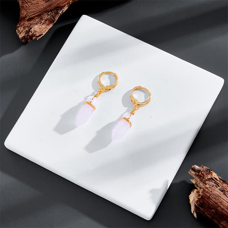 Natural Pink Opal Healing Earrings