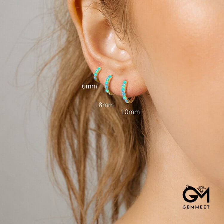 Opal Huggie Hoops S925 Sterling Silver Earrings