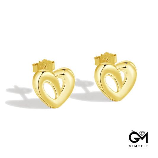 925 Sterling Silver Golden Love Stud Earrings