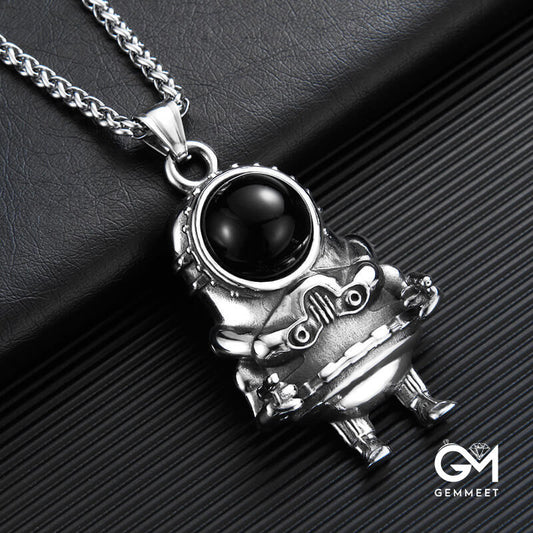 Stainless Steel Vintage Robot Necklace