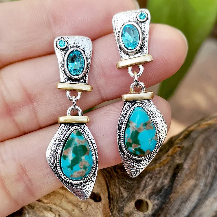 Emperor Stone Blue Topaz Silver Earrings