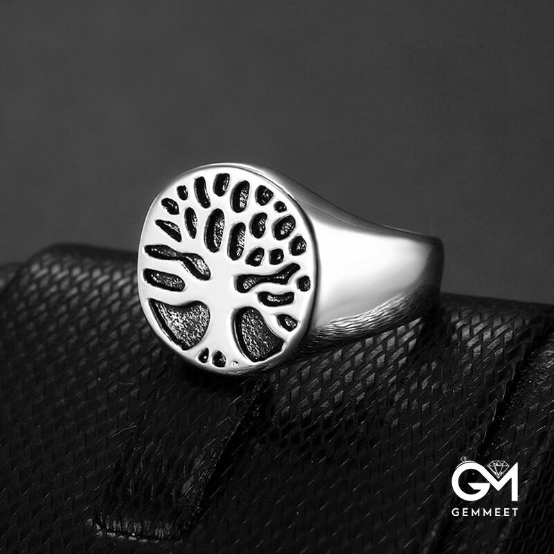 Tree of Life Stainless Steel Leaf Ring