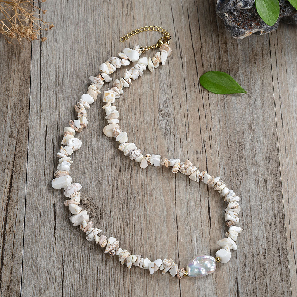 Crushed Pearl Panel Necklace