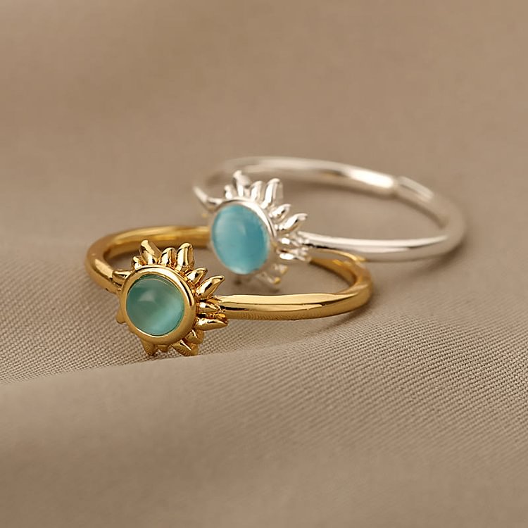 Sun Ring Cat's Eye Stone Adjustable Ring