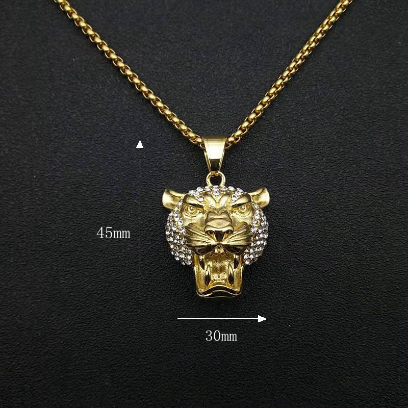 Hip Hop Jewelry Gold Plated Lion Head All Over Zirconia Pendant