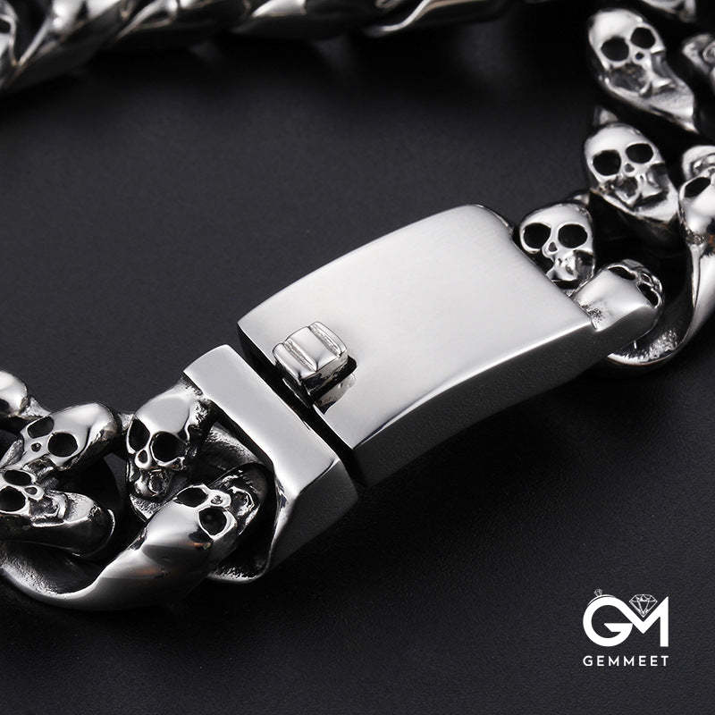 Men's Skull Punk Cuban Link Bracelet