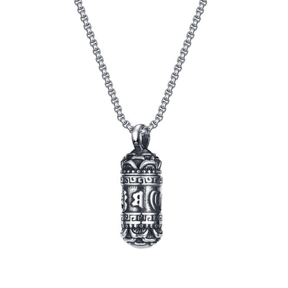 Titanium Steel Retro Viki Pendant Chain Necklace