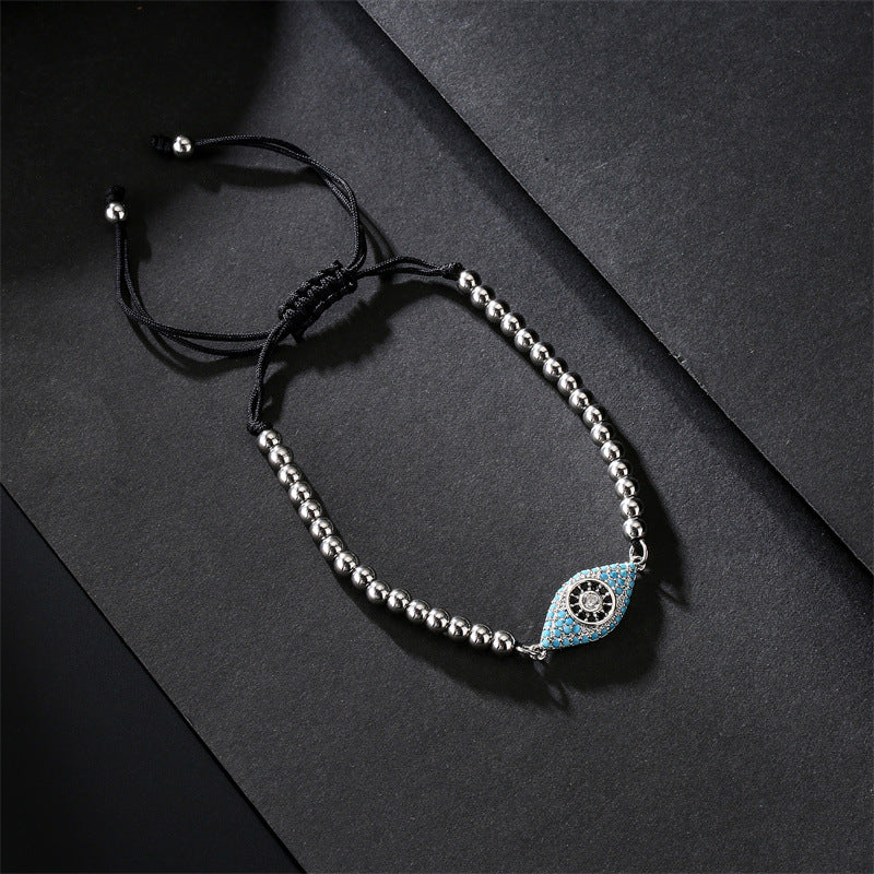 Evil Eye Full Stone Pendant Adjustable Bracelet