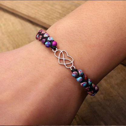 Bohemia Handwoven Purple Emperor Stone Hollow Heart Bracelet