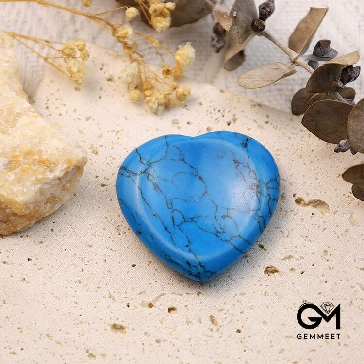 Synthetic Blue Turquoise Heart Worry Stone