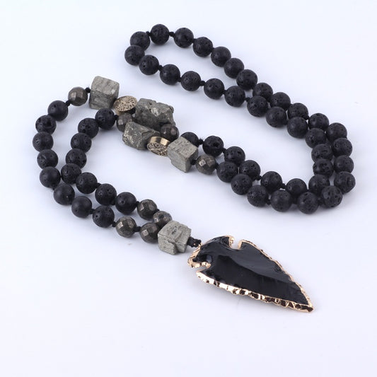 Lava Stone Arrow Pendant Necklace