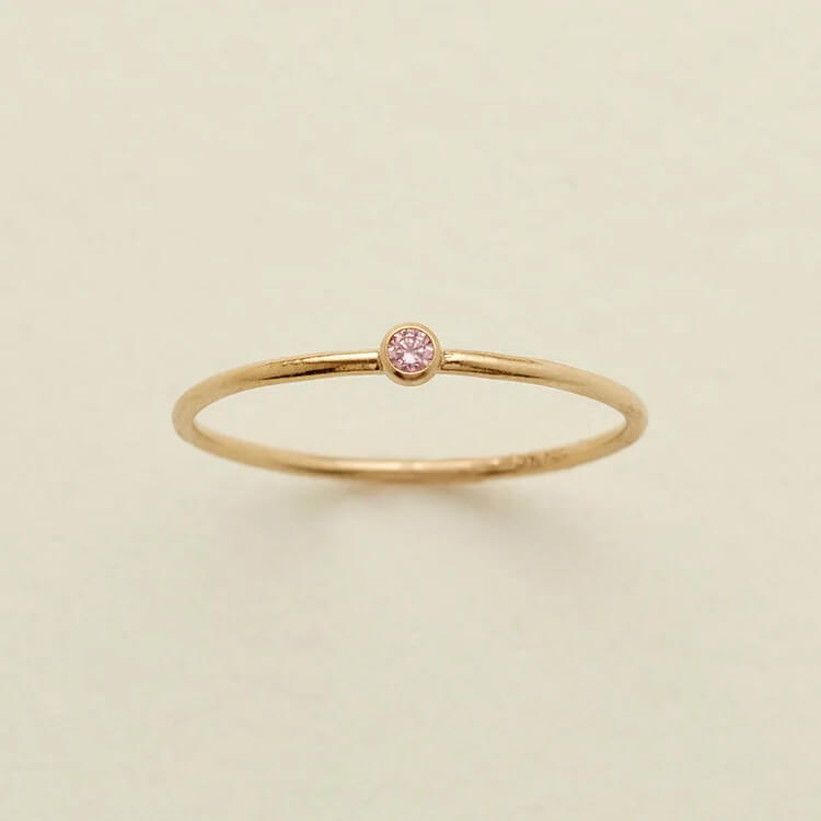 Birthstone 12 Month Birth Slim Ring