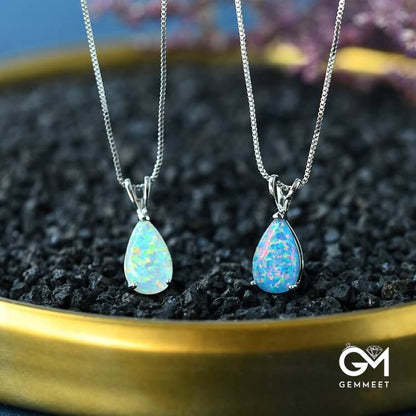 Minimalist Droplet Opal Pendant Necklace