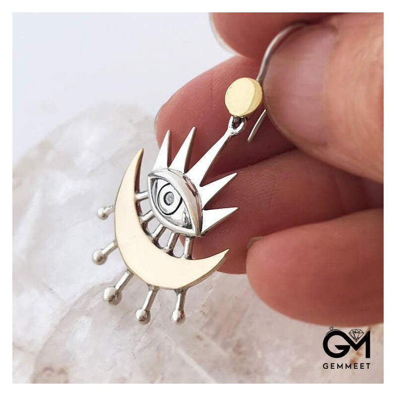 Evil Eyes Moon Earrings