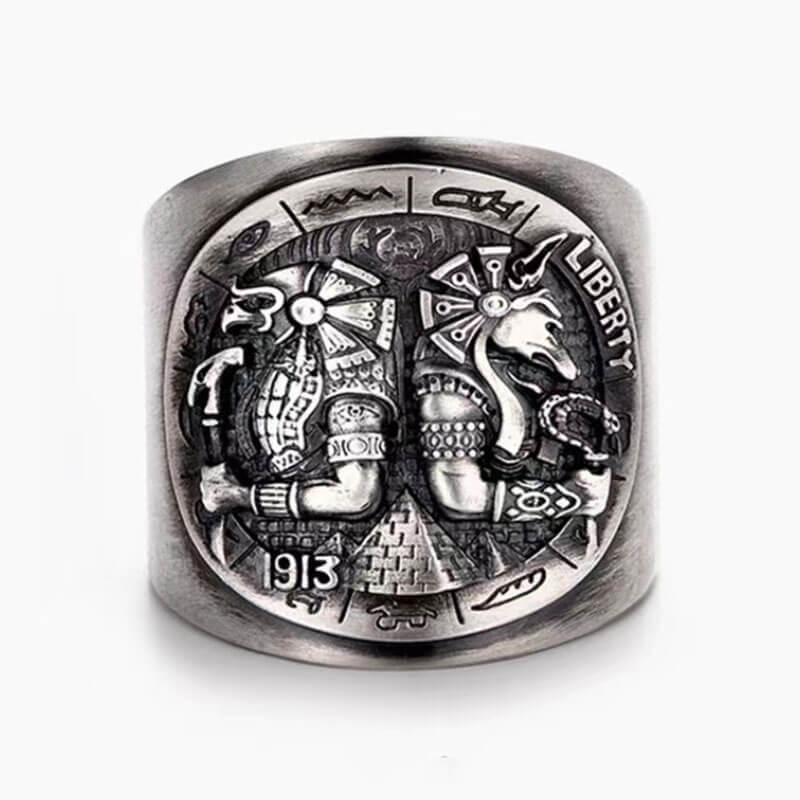 Men's Retro Horus Totem Adjustable Ring