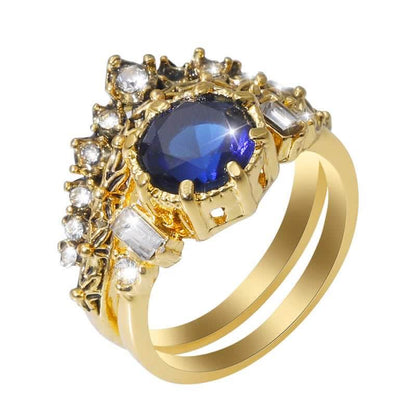 Bright Zircon Blue Round Sapphire Ring