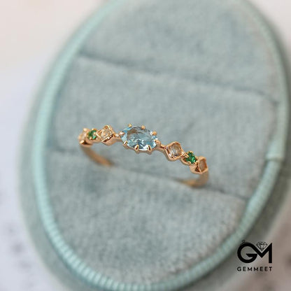 Blue Topaz and Colored Zircon Rings