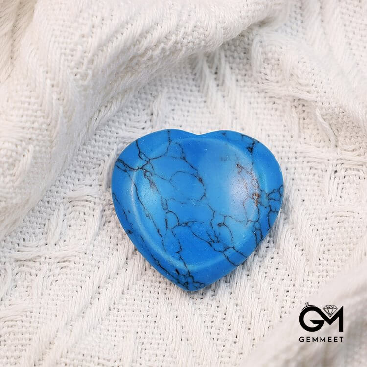 Synthetic Blue Turquoise Heart Worry Stone