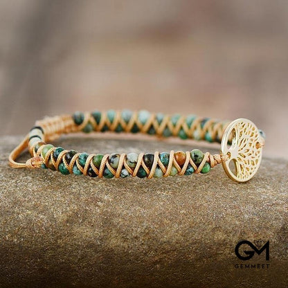 Turquoise Woven Bracelet From The Tree of Life