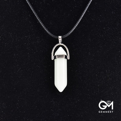 Synthetic Crystal Hexagon Bullet Quartz Point Pendant