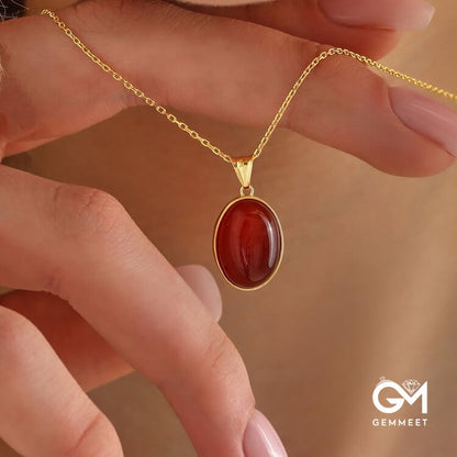 Red Agate Gold Plated Necklace