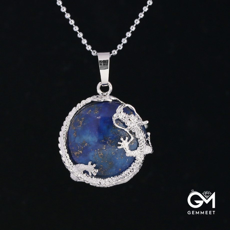 Crystal Sodalite Stone Dragon Necklace