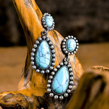 Teardrop Turquoise Silver Earrings