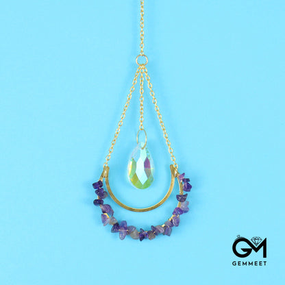 Crystal Moon Water Drop Pendant