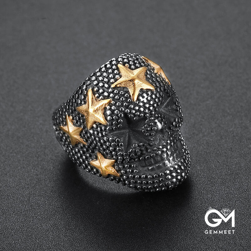 Titanium Steel American Flag Star Dotted Men's Ring