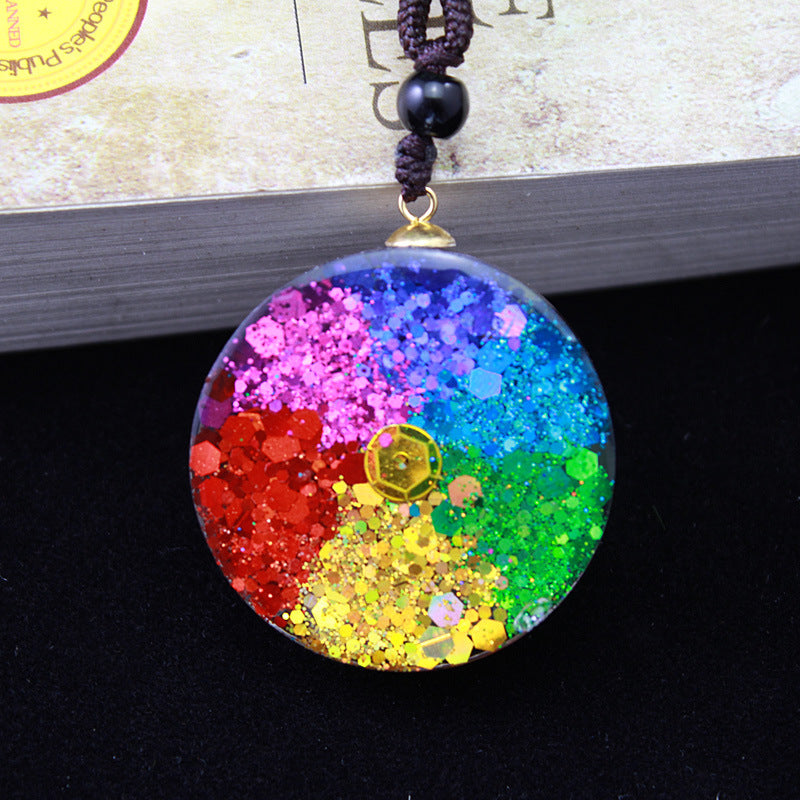 Big Resin Horus Eye Chakra Pendant Necklace