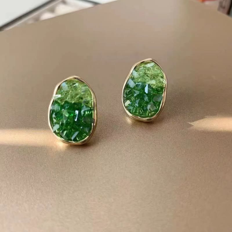 Navy Green Original Ombre Crystal Alloy Earrings