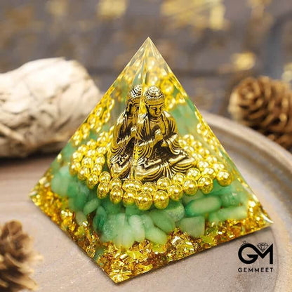 Green Aventurine With Buddha Orgone Pyramid