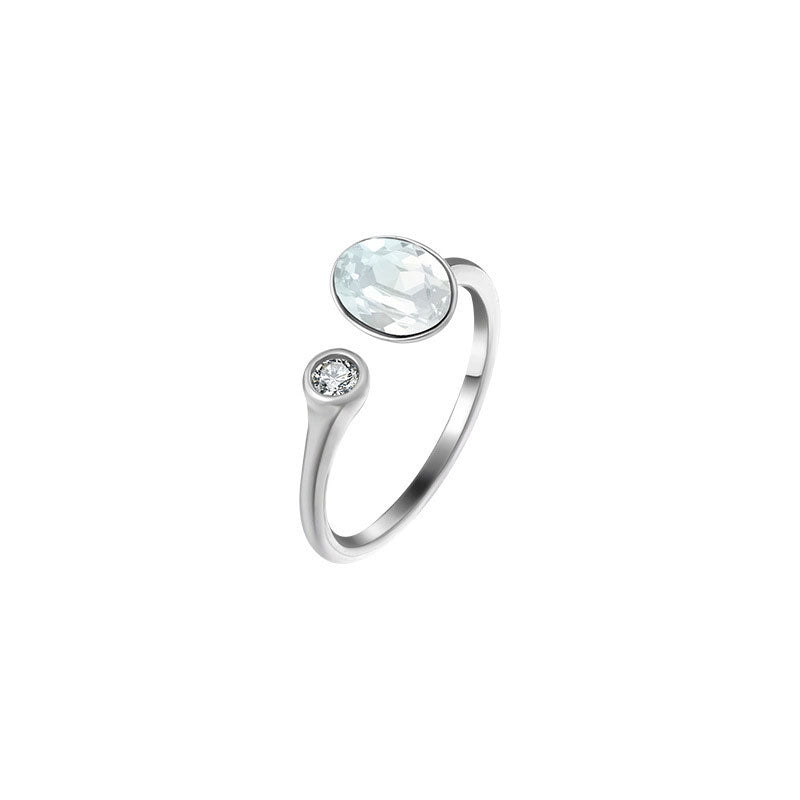 Rhodium-plated Simple Crystal Ring