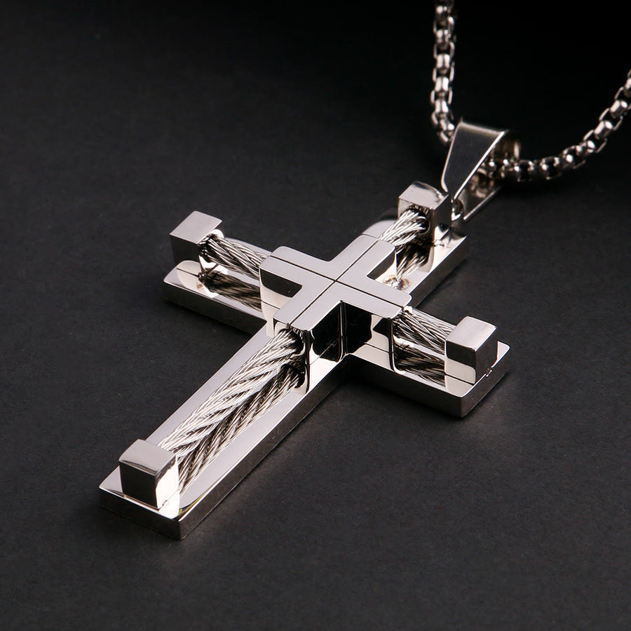 Jesus Christ Cross Pendant Stainless Steel Necklace