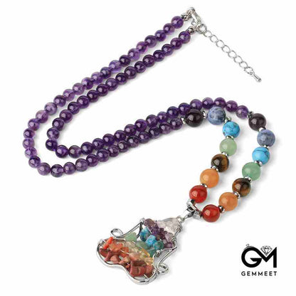 Crystal Colorful Bead Energy Pendant Necklace