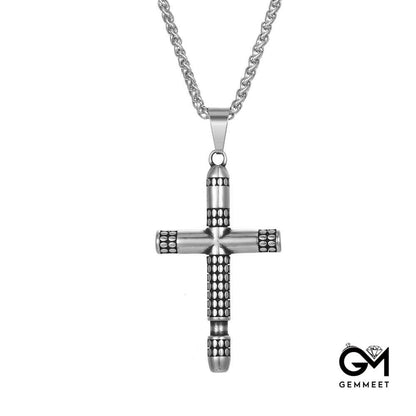 Vintage Cross Polka Dot Prayer Necklace