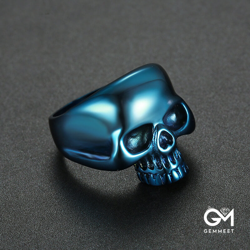 Stainless Steel Multi-colored Small Skull Ring