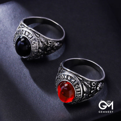 Vintage Hip Hop Red Black Zircon Ring