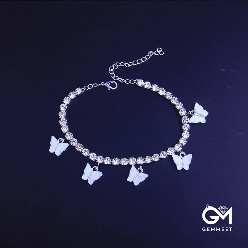 Beach Zircon Resin Butterfly Anklet