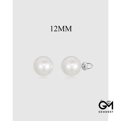 White Simple Design Exquisite 12MM Pearl Earrings