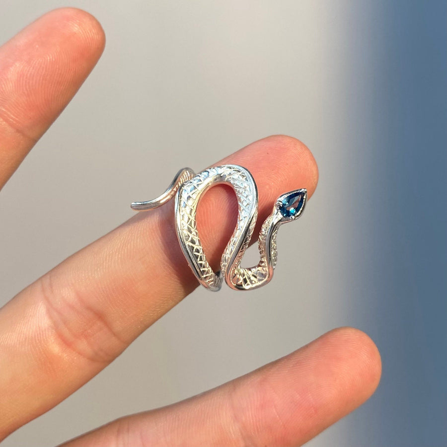 Handmade Topaz Snake Sterling Silver Ring