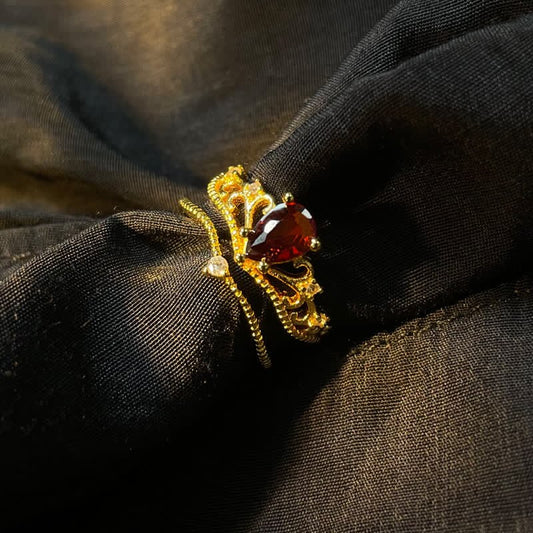 Garnet Crown Modelling Adjustable Ring