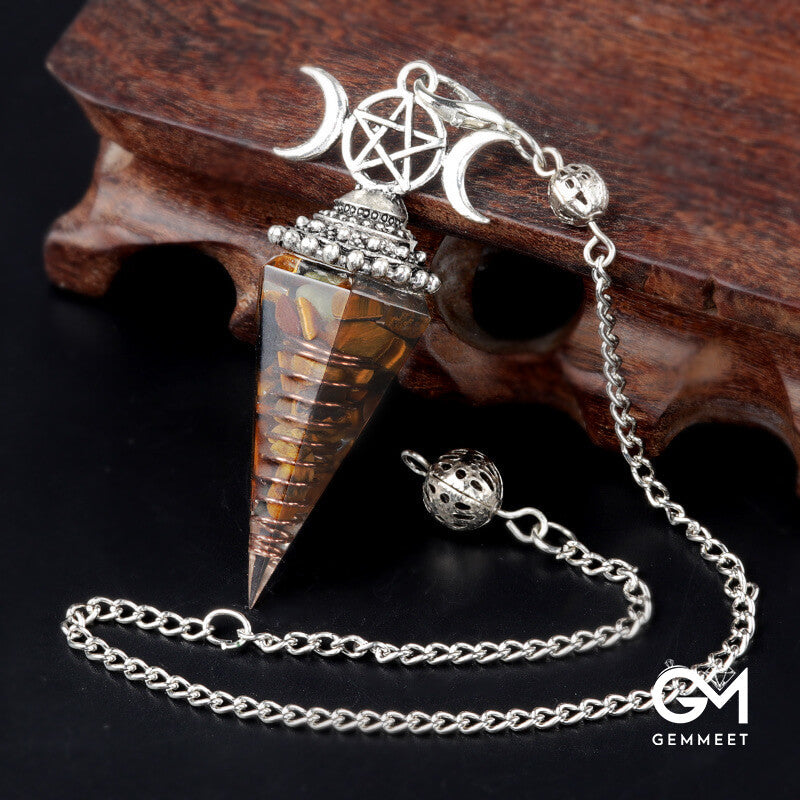 Colored Stone Resin Crystal Hexagon Cone Spirit Pendulum