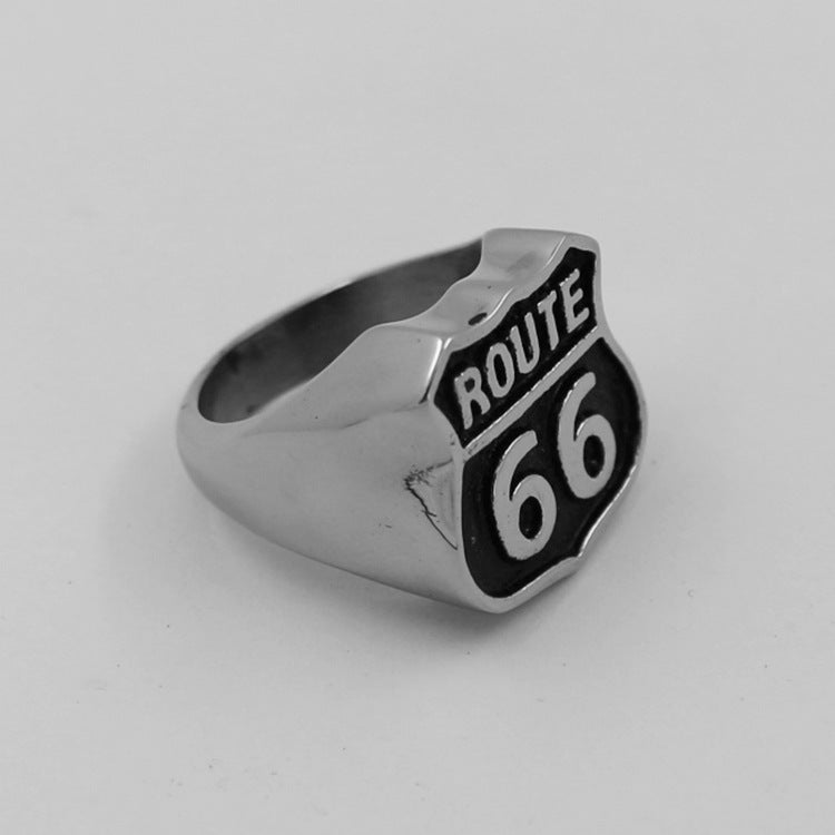 Fashion Creative Route 66 Titanium Steel Ring