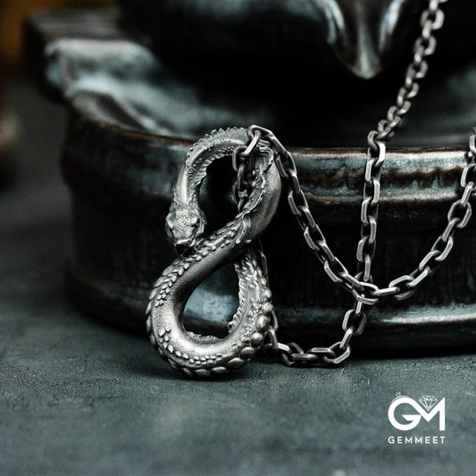 Infinity Symbol Boa Pendant Necklace