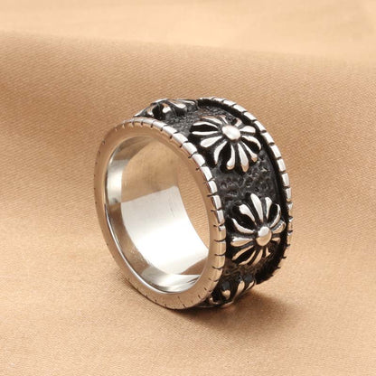 Retro Trendy Men's Chrysanthemum Pattern Ring