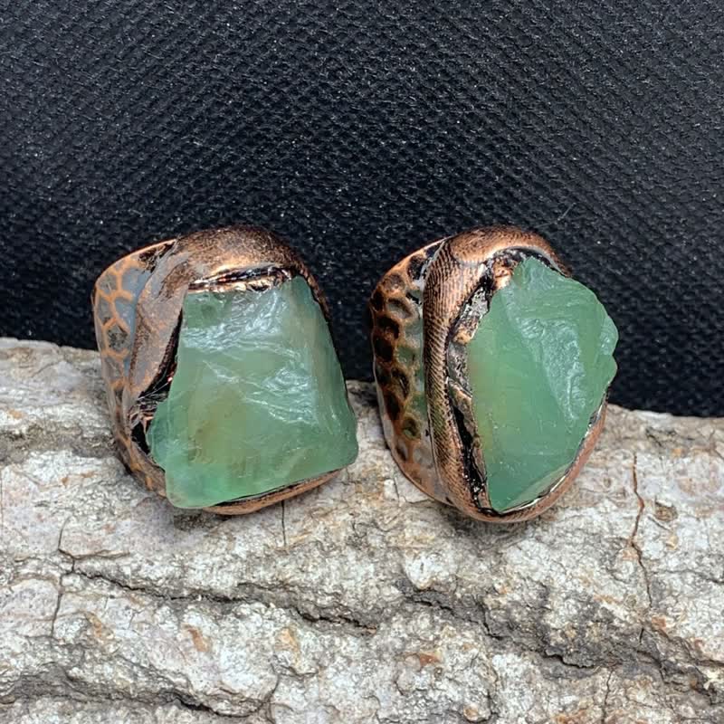 Moldavite Natural Crystal Adjustable Ring